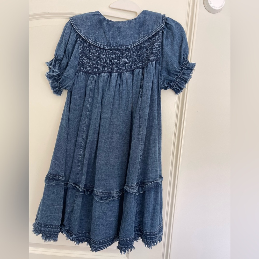 Pilcro By ANTHROPOLOGIE The Findley Puff Sleeve Collared Mini Dress Blue Sz XXS - Picture 4 of 7